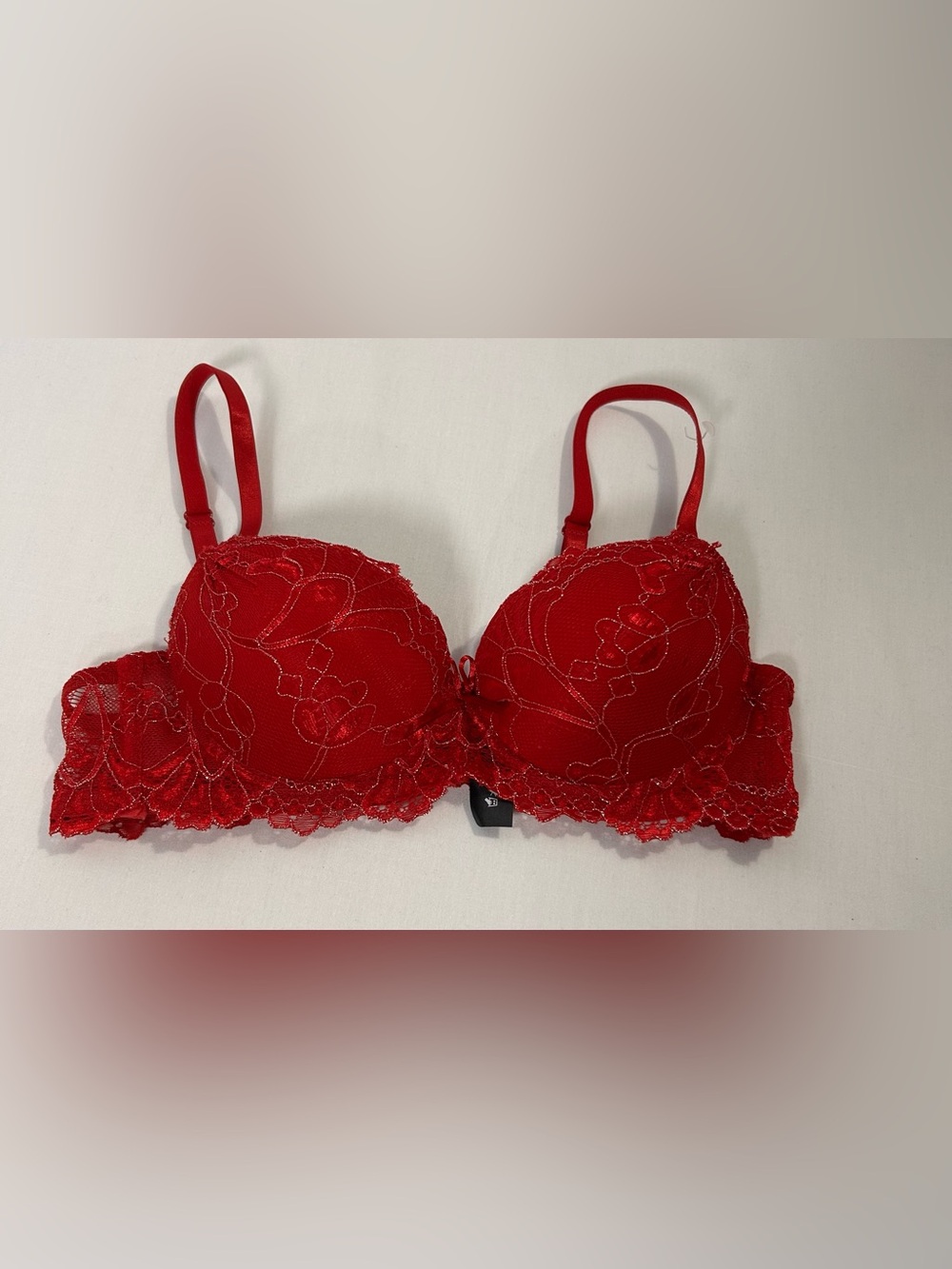 Stella McCartney Red Lace Floral Embroidered Bra